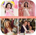 ⁦Rose Gold Birthday Crown and Sash Set for Women - Tiara, Headband, Princess Rhinestone Crown, Party Girl Sweet Hair Accessories - Happy Birthday Gift⁩ - الصورة ⁦4⁩