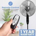 ⁦مروحة عمودية 16 بوصة بجهاز تحكم عن بعد و3 إعدادات للسرعة، مروحة حامل متذبذبة مع شاشة LED تعمل باللمس وتايمر وتبريد قوي 55 واط بارتفاع قابل للتعديل وقاعدة ثقيلة لتشغيل هادئ للمنزل والمكتب⁩ - الصورة ⁦3⁩