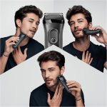 ⁦Braun Series 3 3-in-1 Electric Shaver, Beard Trimmer with 5 Comb Attachments, Wet & Dry, 45 Minutes Battery Life, Rechargeable and Wireless Shaver, Black/Grey⁩ - الصورة ⁦2⁩