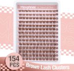 ⁦Mavphnee Brown Lash Clusters Natural Lash Extensions Wispy Eyelash Clusters 168 Pcs C Curl Lashes Clusters for Everyday Wear Beginner Friendly Dark Brown Cluster Eyelash Extensions by⁩ - الصورة ⁦2⁩