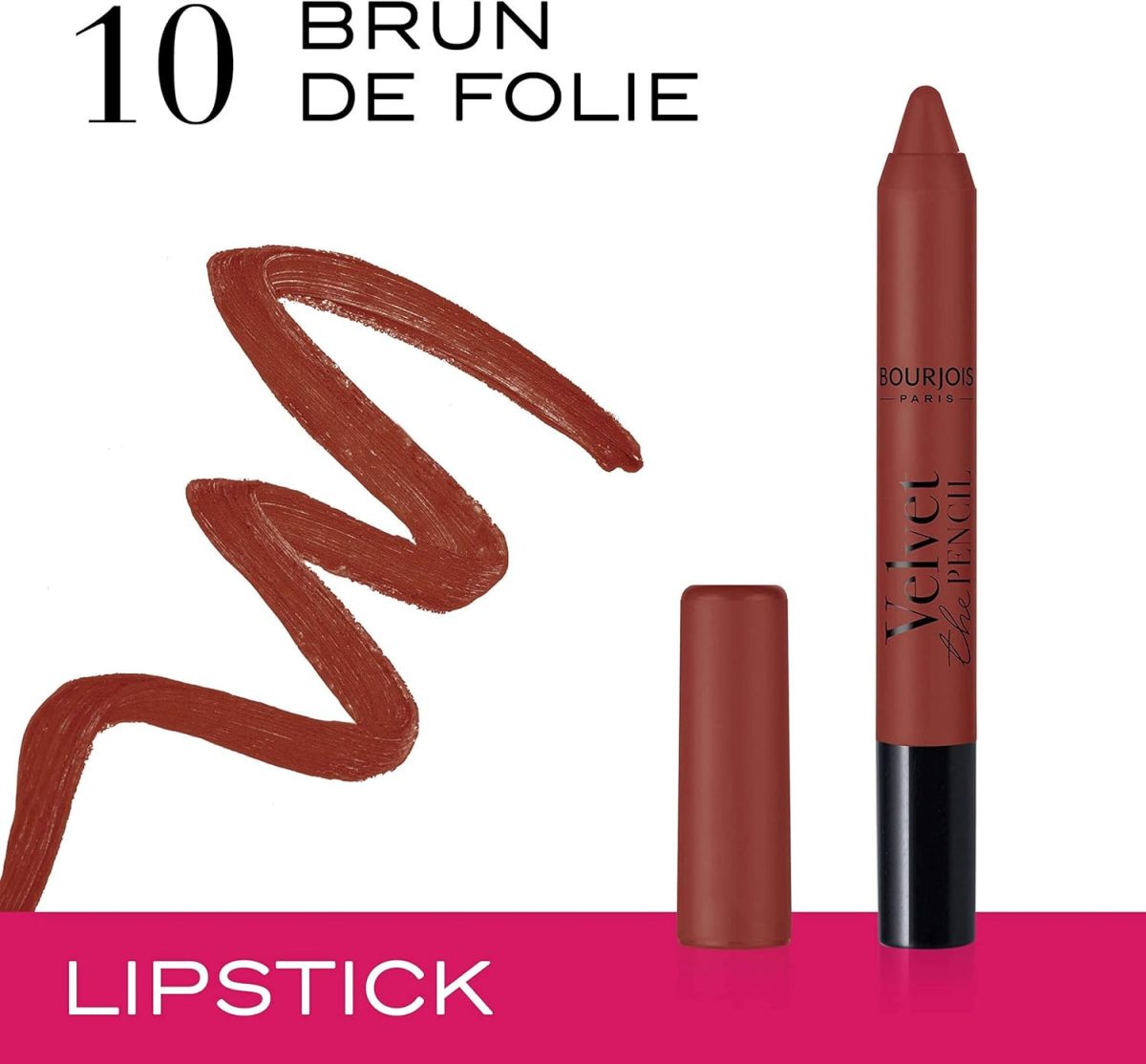 ⁦Bourjois Velvet The Pencil Matte Lip Pencil 10 Brun de folie 3 g - 0.106 fl oz⁩ - الصورة ⁦2⁩
