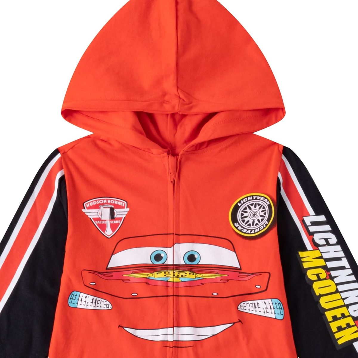 ⁦Cars Disney Lighting McQueen Boys Hooded Coverall for Toddlers and Big Kids⁩ - الصورة ⁦2⁩