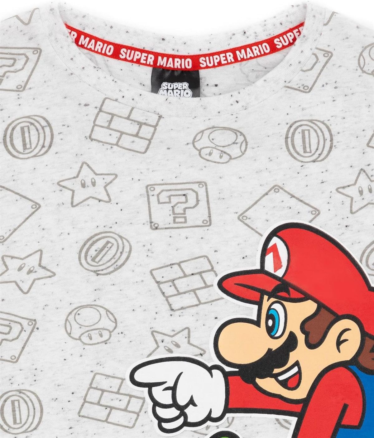 ⁦Super Mario Nintendo and Yoshi Boy's Kids Grey Character T-Shirt Top⁩ - الصورة ⁦5⁩