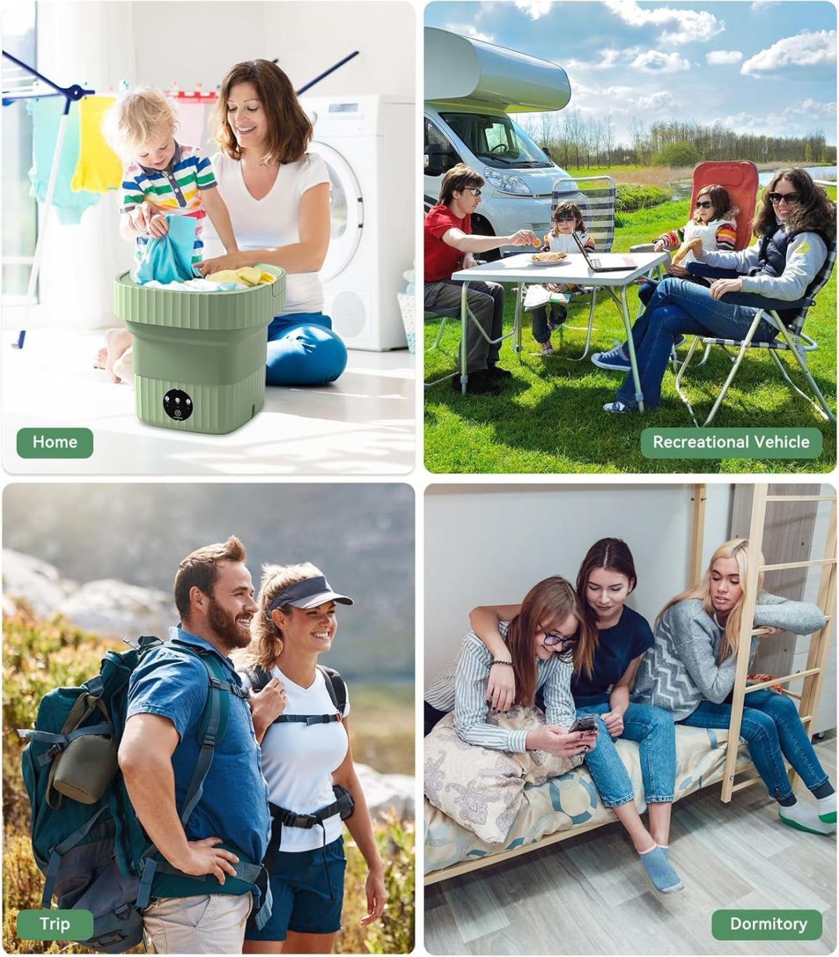 ⁦HOMIVA 6.5L Mini Washing Machine Foldable Portable Washer with Spin Basket, Baby Clothes & Underwear Laundry, Blue Ray Sterilization, for Dorms RV Travel⁩ - الصورة ⁦5⁩