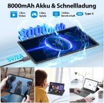 ⁦Android Tablet, 11 Inch Tablet Android 14 with Keyboard, 12GB + 256GB, 1TB Expand, Tablet PC with Octa-Core, 8000mAh, 2.4G/5G WiFi, 13MP + 5MP Camera, 2-in-1 Tablet with Keyboard Bag, Mouse, Stylus⁩ - الصورة ⁦6⁩