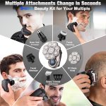 ⁦9D Electric Head Shaver for Bald Men, Upgraded 6-in-1 Head Shaver for Bald Men, Waterproof Wet/Dry Grooming Kit Electric Shaver for Men, Cordless Rechargeable Bald Head Razor for Home&Travel Gift⁩ - الصورة ⁦4⁩