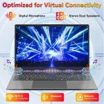 ⁦2025 Laptop Computer 15 15.6" FHD 1920 X 1080 Display for College Students Business, 8GB DDR4 RAM 256GB SSD, Dual-Core Intel Celeron, USB 3.2, Numeric Keypad, Windows 11 Pro, Slim Portable, Gray⁩ - الصورة ⁦6⁩