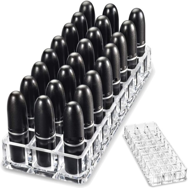 BY ALEGORY Premium Beauty Organization Acrylic Lipstick Organizer & Beauty Container 24 Space Storage (Clear)