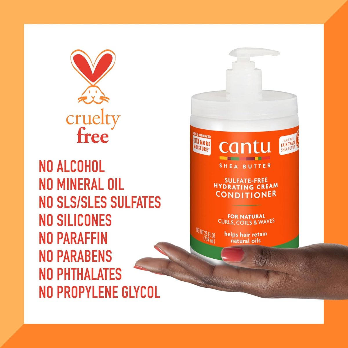 ⁦Cantu Sulfate-Free Hydrating Cream Conditioner with Shea Butter for Natural Hair, 25 fl oz (Packaging May Vary)⁩ - الصورة ⁦7⁩