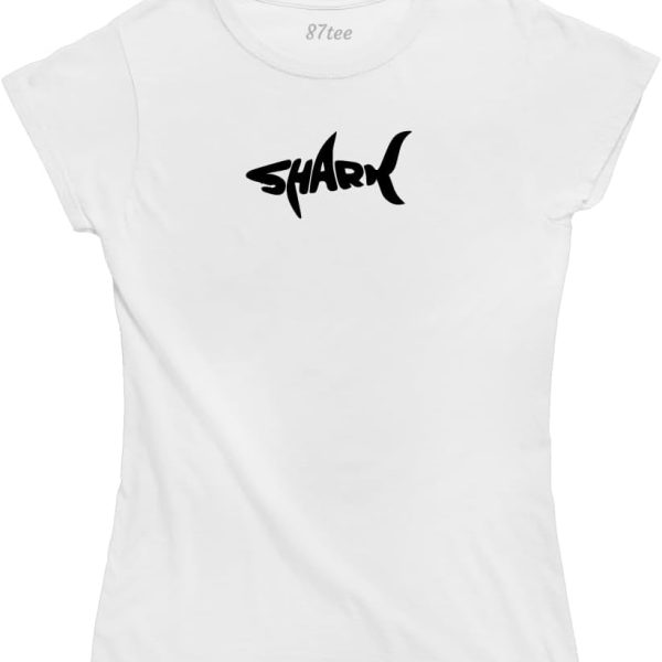 87tee Shark printed T-shirt for Women, White