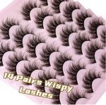 ⁦14 Pairs Wispy Mink Lashes Fluffy Eye Lashes, Natural Look 5D Volume 16mm Fake Eyelashes, Makeup Tools Eye Lashes⁩ - الصورة ⁦7⁩