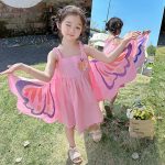 ⁦LIKPOJA Girls Summer Dresses Butterfly Floral Rainbow Casual Dress Cotton Shirt Short Sleeve Dress for Kids Age 2-6 Years Old⁩ - الصورة ⁦9⁩