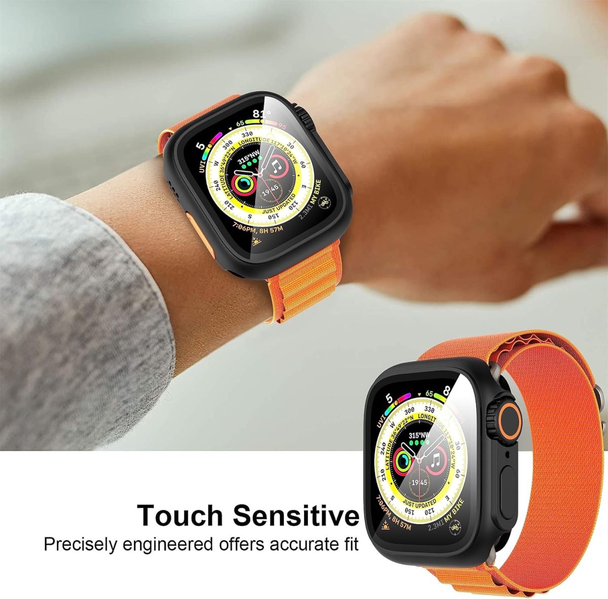 ⁦NALACAL Compatible with Apple Watch Series 10 46mm Screen Protector Change to Ultra, PC Case Tempered Glass Film Bumper Protective Cover for iWatch 46mm Series 10⁩ - الصورة ⁦6⁩