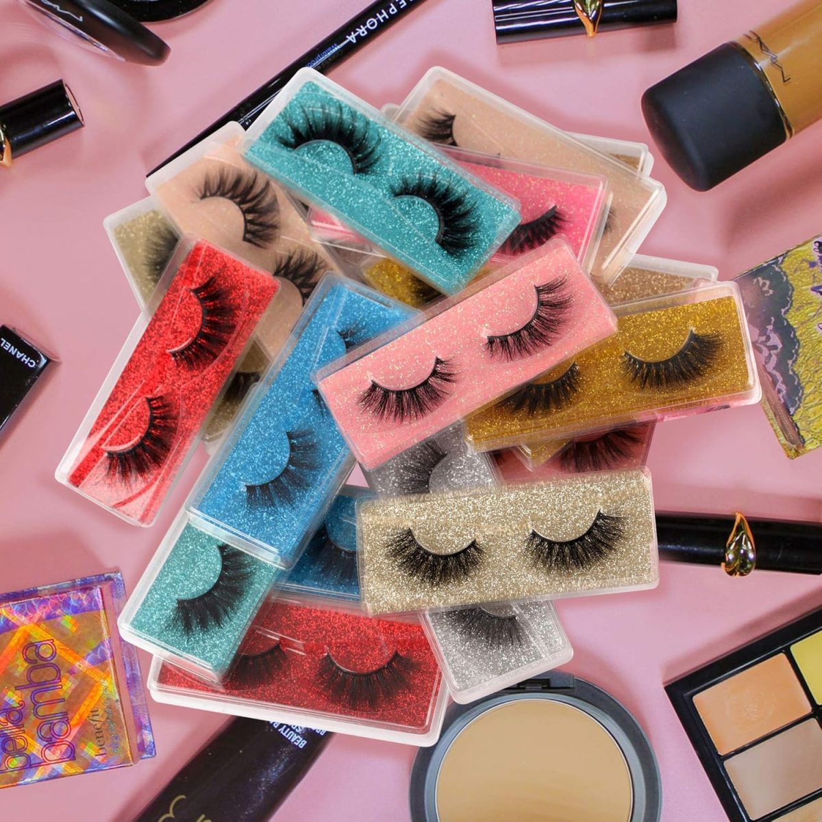 ⁦NALACAL False Eyelashes, 20 Pairs Natural 3D Fluffy Lashes Pack 20MM Dramatic Thick Long Faux Mink Eyelashes Bulk Wispy Strip Fake Eyelashes⁩ - الصورة ⁦5⁩