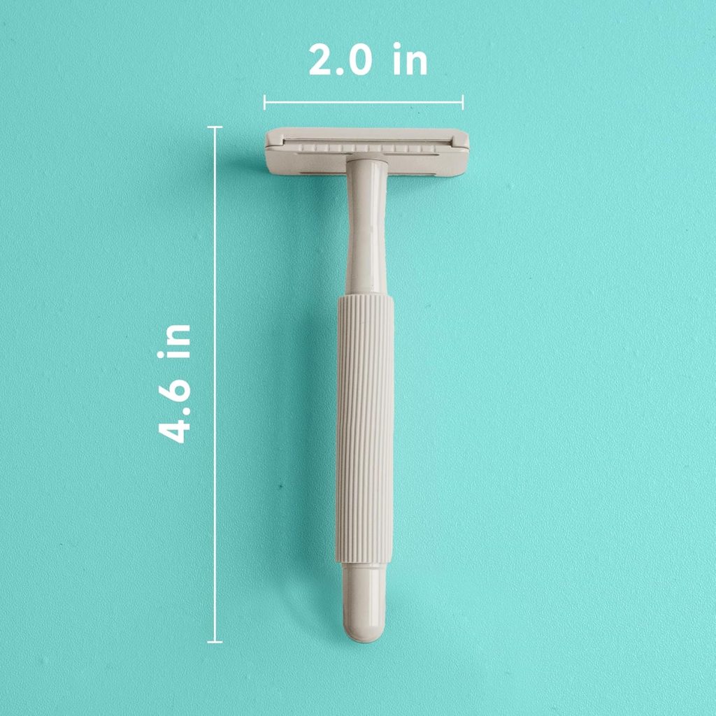 Liberex Cleansing Your Days Double Edge Safety Razor - Reusable Single Blade Razors for Women Men, 5 Refills, Metal Plastic Free (White)