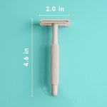 Liberex Cleansing Your Days Double Edge Safety Razor - Reusable Single Blade Razors for Women Men, 5 Refills, Metal Plastic Free (White)