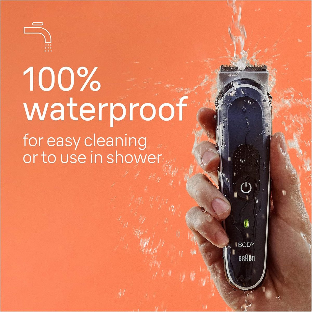 ⁦Braun Body Groomer 5 for Men, BG5340, Manscaping Tool, SkinShield Technology, Sensitive Comb, Lifetime Sharp Metal Blade, Body Groomer for Men, Gray/White⁩ - الصورة ⁦8⁩
