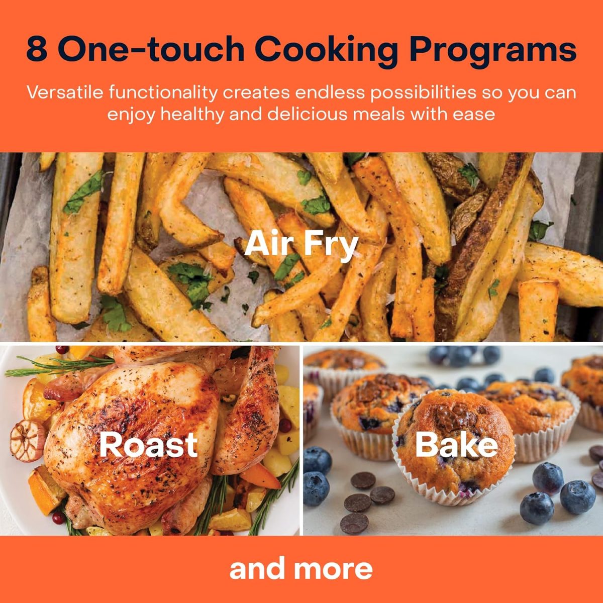 ⁦Nutricook Air Fryer Mini, 1500 Watts, Digital Display, Tempered Glass Control Panel, 8 Preset Programs with built-in Preheat function, 3.3 Liters, Black⁩ - الصورة ⁦3⁩