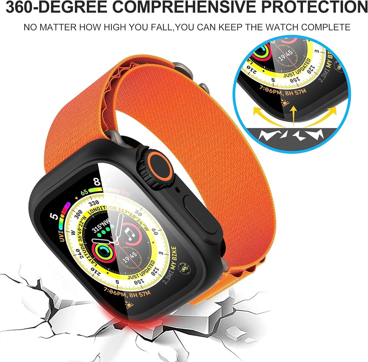 ⁦NALACAL Compatible with Apple Watch Series 10 46mm Screen Protector Change to Ultra, PC Case Tempered Glass Film Bumper Protective Cover for iWatch 46mm Series 10⁩ - الصورة ⁦4⁩