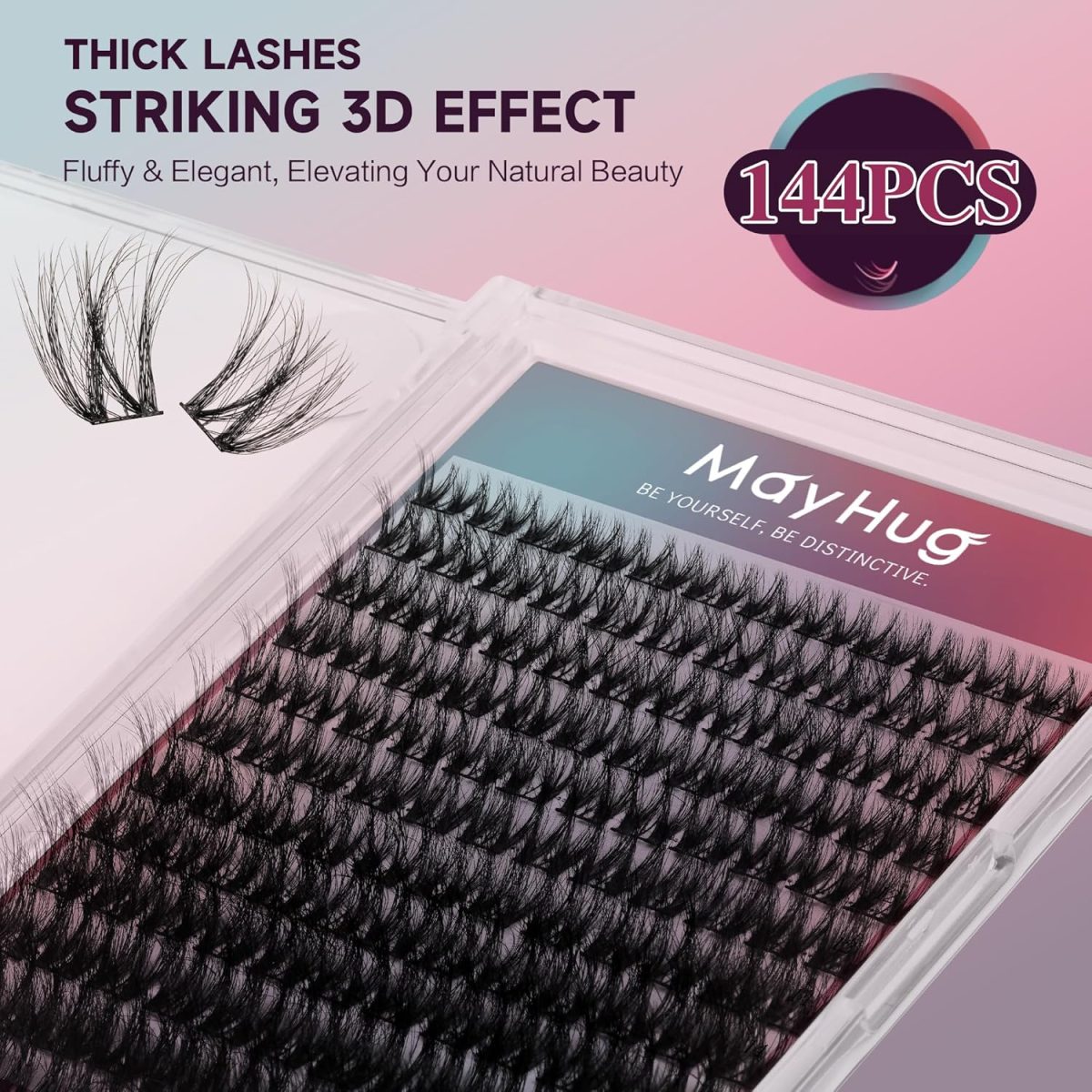 ⁦Lash Clusters Eyelash Extensions Diy 144 Clustres Lilhas d Curl Mayhug 3D Clusters Clusters Class Clusters Class Fluffy Clustres Fluffy Effect & Effect & Ultra-soft & Super LIGHT & DIY Home (Prism)⁩ - الصورة ⁦8⁩