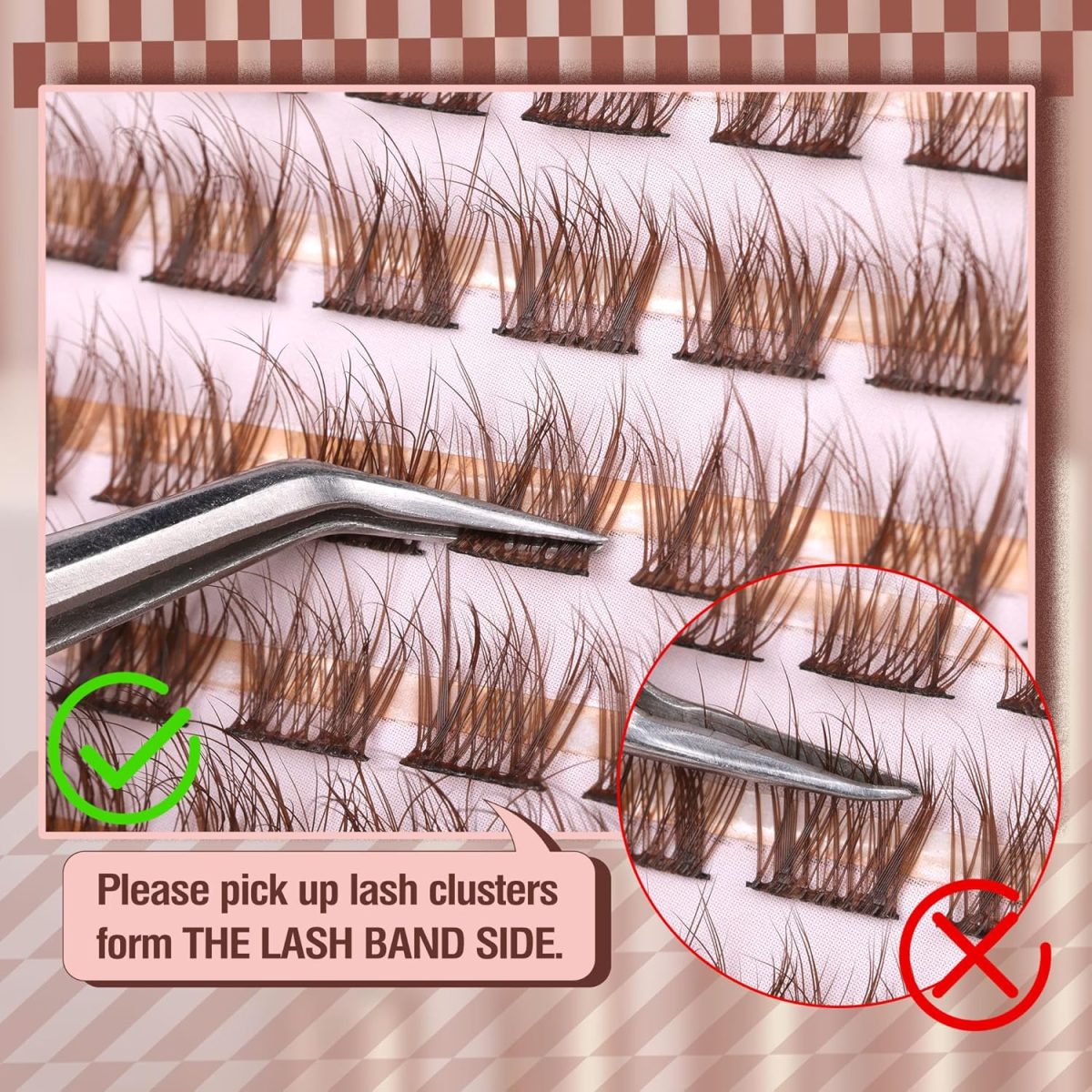 ⁦Mavphnee Brown Lash Clusters Natural Lash Extensions Wispy Eyelash Clusters 168 Pcs C Curl Lashes Clusters for Everyday Wear Beginner Friendly Dark Brown Cluster Eyelash Extensions by⁩ - الصورة ⁦7⁩