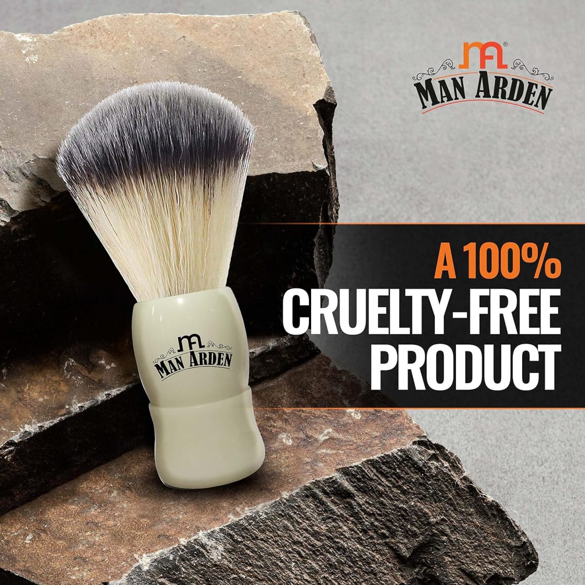 ⁦Man Arden Royal White Premium Shaving Brush With Ultra Soft & Absorbent Bristles & Long Handle | Cruelty Free | For A Smooth Shave⁩ - الصورة ⁦5⁩