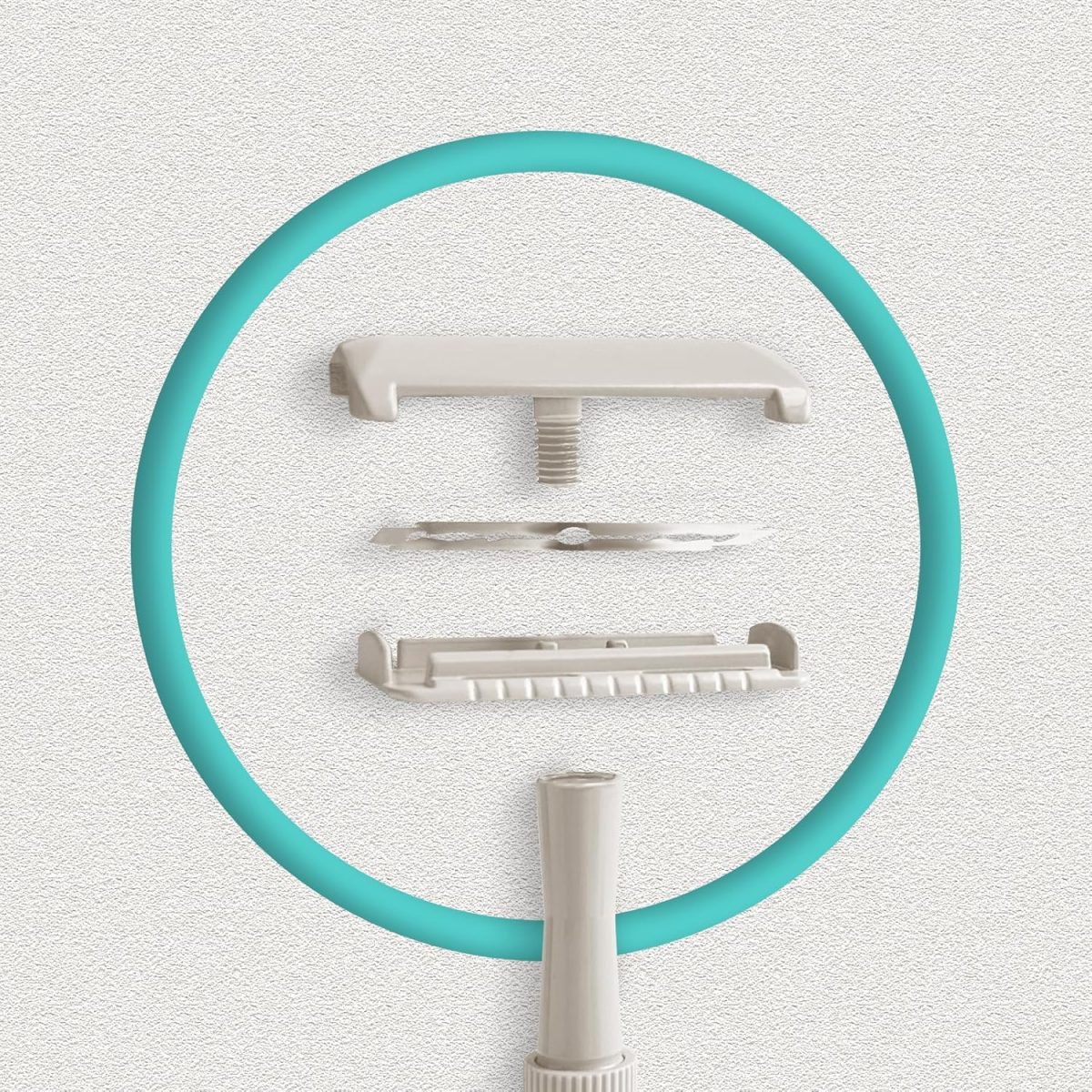 ⁦Liberex Cleansing Your Days Double Edge Safety Razor - Reusable Single Blade Razors for Women Men, 5 Refills, Metal Plastic Free (White)⁩ - الصورة ⁦3⁩