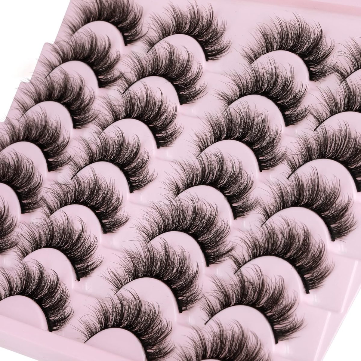 ⁦14 Pairs Wispy Mink Lashes Fluffy Eye Lashes, Natural Look 5D Volume 16mm Fake Eyelashes, Makeup Tools Eye Lashes⁩ - الصورة ⁦4⁩