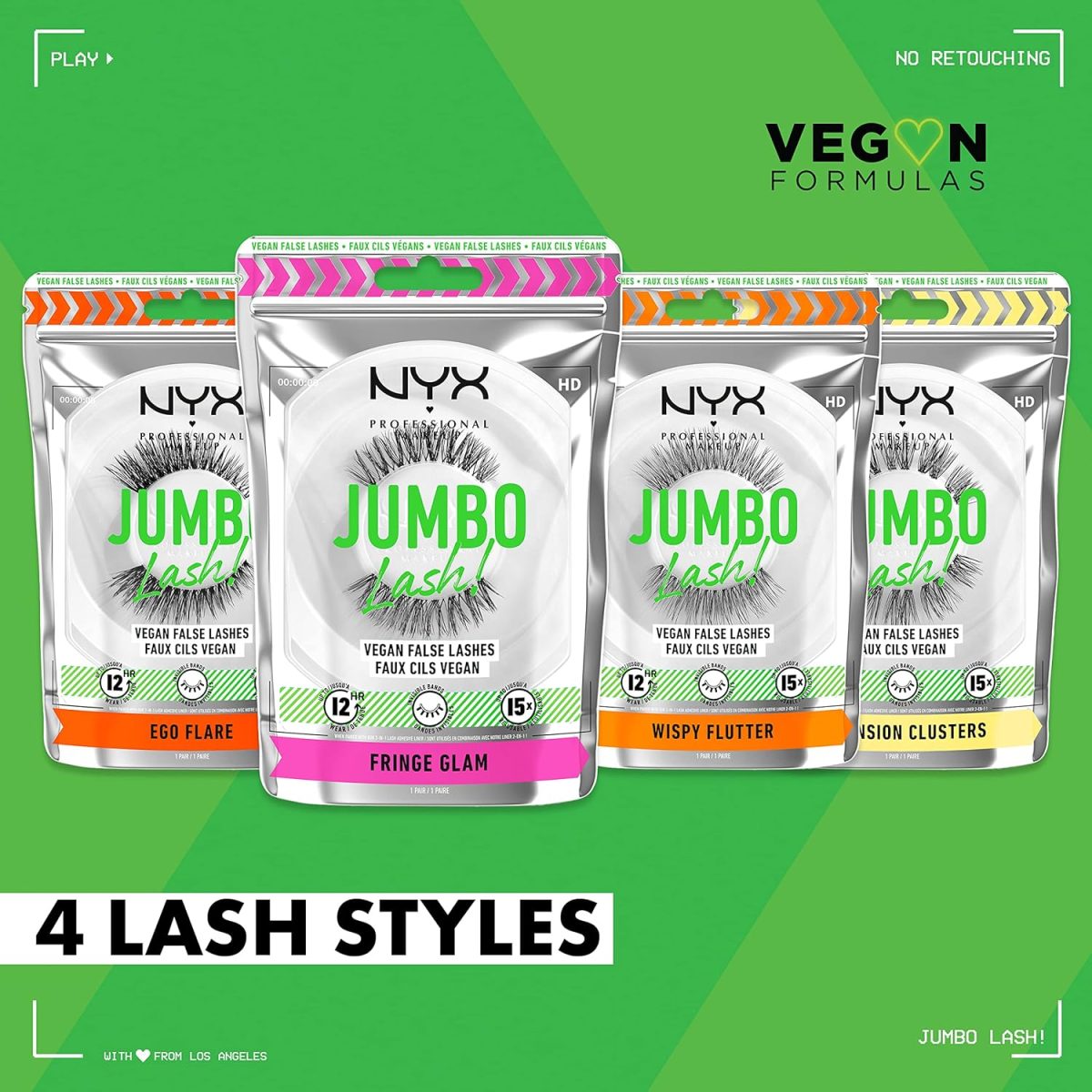 ⁦NYX Professional Makeup Jumbo Lash Vegan False Eyelashes, 03 Wispy Flutter⁩ - الصورة ⁦12⁩