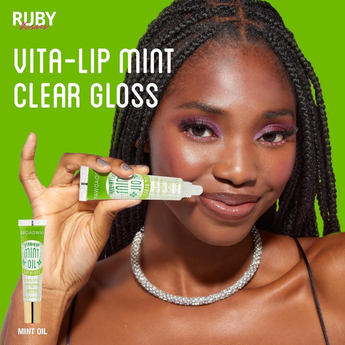 ⁦Kiss Broadway Clear Lip Gloss (Mint, Coconut, Rosehip Oil), Pack Of 6⁩ - الصورة ⁦8⁩