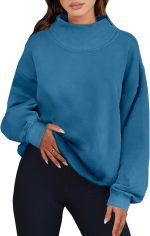 ANRABESS Womens Oversized Sweatshirts Turtleneck Pullover Long Sleeve Hoodies Tops 2024 Fall Fashion Outfits Clothes Blue-S