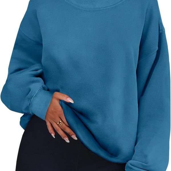 ANRABESS Womens Oversized Sweatshirts Turtleneck Pullover Long Sleeve Hoodies Tops 2024 Fall Fashion Outfits Clothes Blue-S