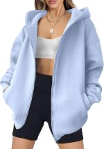 ANRABESS Womens Zip Up Hoodies Oversized Sweatshirt Long Sleeve Fleece Jackets Coat Workout Y2K Outfits 2024 Fall Trendy