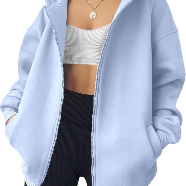 ANRABESS Womens Zip Up Hoodies Oversized Sweatshirt Long Sleeve Fleece Jackets Coat Workout Y2K Outfits 2024 Fall Trendy