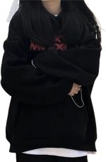 BOLKA Fall Cardigan For Women Hoodie Women's Street Wear School Students Hooded Sweatshirt Pullover (Color : Black, Size : S)
