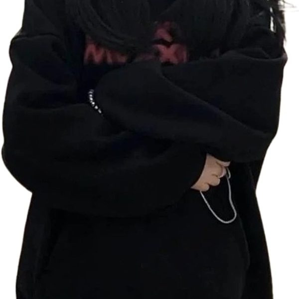 BOLKA Fall Cardigan For Women Hoodie Women's Street Wear School Students Hooded Sweatshirt Pullover (Color : Black, Size : S)