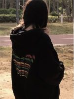 ⁦BOLKA Fall Cardigan For Women Hoodie Women's Street Wear School Students Hooded Sweatshirt Pullover (Color : Black, Size : S)⁩ - الصورة ⁦2⁩