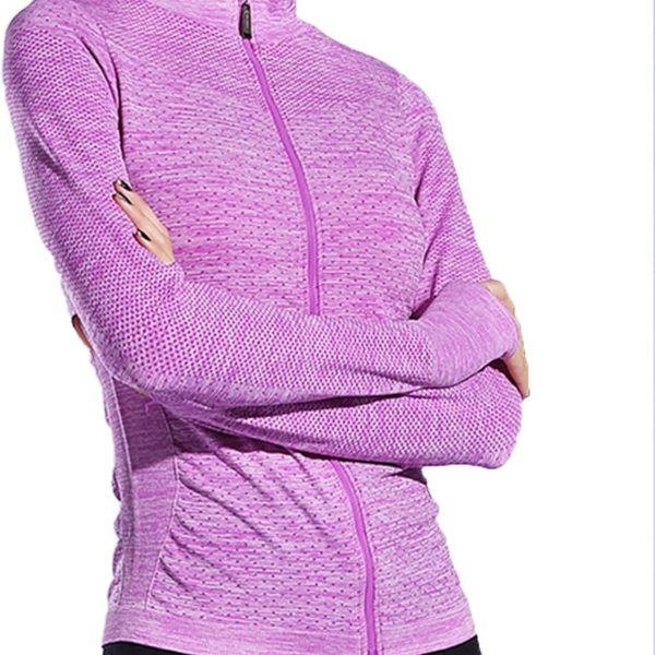 BoWang-Shop Winter Jackets for Women Jackets Activewear Hoodies Zips Gym Shirts Gym Yoga Tops Running Wear Activewear Sports Sweatshirts (Color : Purple, Size : S/M)