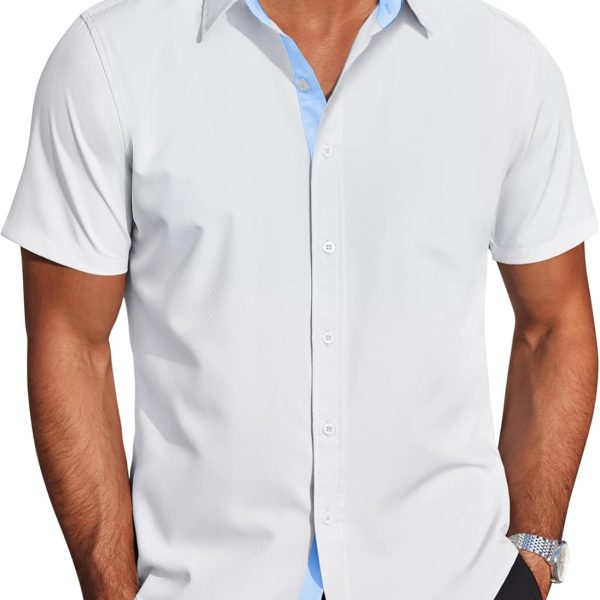 COOFANDY Men's Wrinkle Free Business Dress Shirts Short Sleeve Button Down Shirts