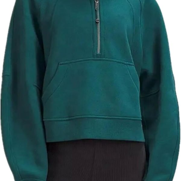 CXTHPFC Womens Sweatshirts Half Zip Cropped Pullover Fleece Quarter Zipper Hoodies Fall Outfits Winter Clothes Y2k Clothes