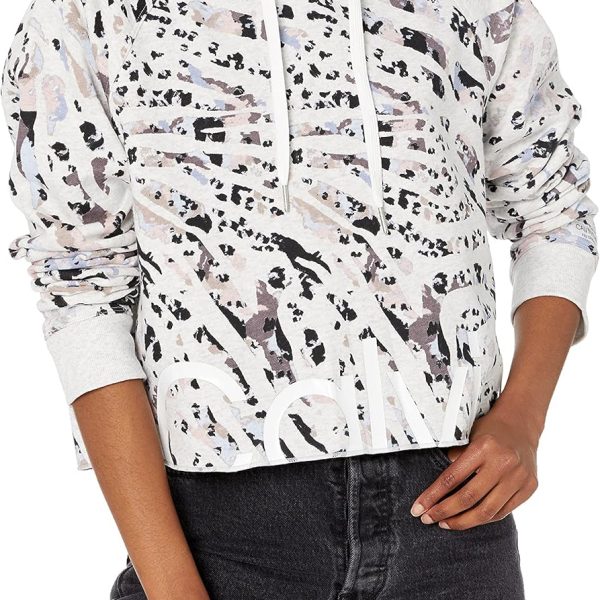 Calvin Klein Performance Women's Printed Fleece Hoodie Sweatshirt, Sketchy Animal Dolce, L, Sketchy Animal Dolce, Large
