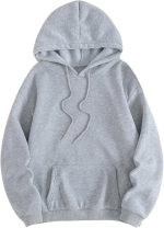 GORGLITTER Women's Drop Shoulder Drawstring Hoodie Long Sleeve Pullover Sweatshirt Grey L