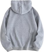 ⁦GORGLITTER Women's Drop Shoulder Drawstring Hoodie Long Sleeve Pullover Sweatshirt Grey L⁩ - الصورة ⁦2⁩