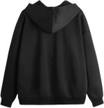 GORGLITTER Women's Drop Shoulder Drawstring Zip Up Hoodie Long Sleeve Casual Sweatshirt