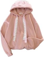 HOT BODY Flannel Jacket Women's Hoodies Rabbit Plush Thickened Pullover Winter Sweatshirt Loose Versatile Adorable Embroidered Tops Jacket (Size : A, Color : L)
