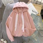 ⁦HOT BODY Flannel Jacket Women's Hoodies Rabbit Plush Thickened Pullover Winter Sweatshirt Loose Versatile Adorable Embroidered Tops Jacket (Size : A, Color : L)⁩ - الصورة ⁦2⁩