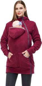 MaisMa Women's Fleece Zip Up Maternity Kangaroo Baby Carrier Hoodie Sweatshirt Jacket