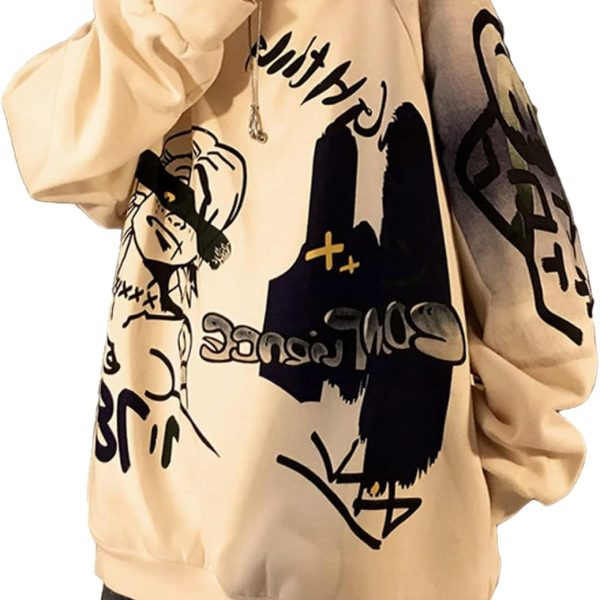 Men Women Y2K Hoodie Harajuku Anime Alt Grunge Emo Dark Academia Punk Weirdcore Alternative Gothic Top Grafitti E-boy