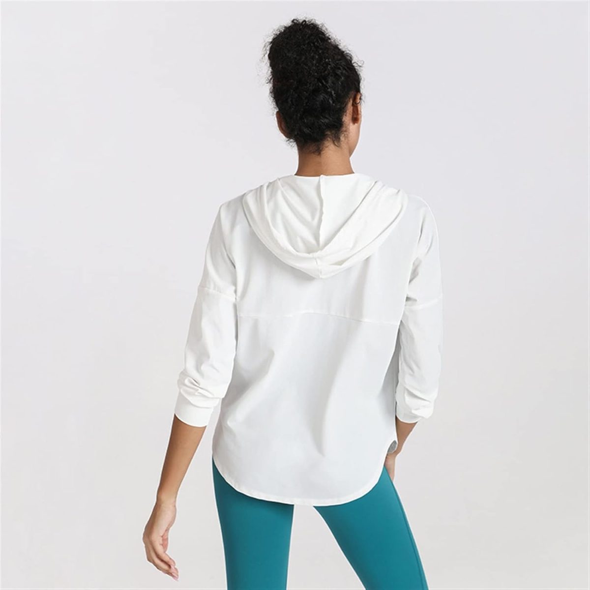 ⁦OBUMI Utility Jacket Women, Ladies Thin Loose Athletic Hoodie Zip Running Jacket Yoga Top Hooded Sweatshirt Gym Workout Outerwear Clothes (Color : Green, Size : S)⁩ - الصورة ⁦2⁩
