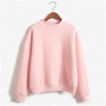 TOUBE Sweatshirt Women Woman Sweatshirts Knitted Pullovers Thick Spring Autumn Candy Color Loose Hoodies Solid Womens Clothing (Color : 7, Size : XXL)